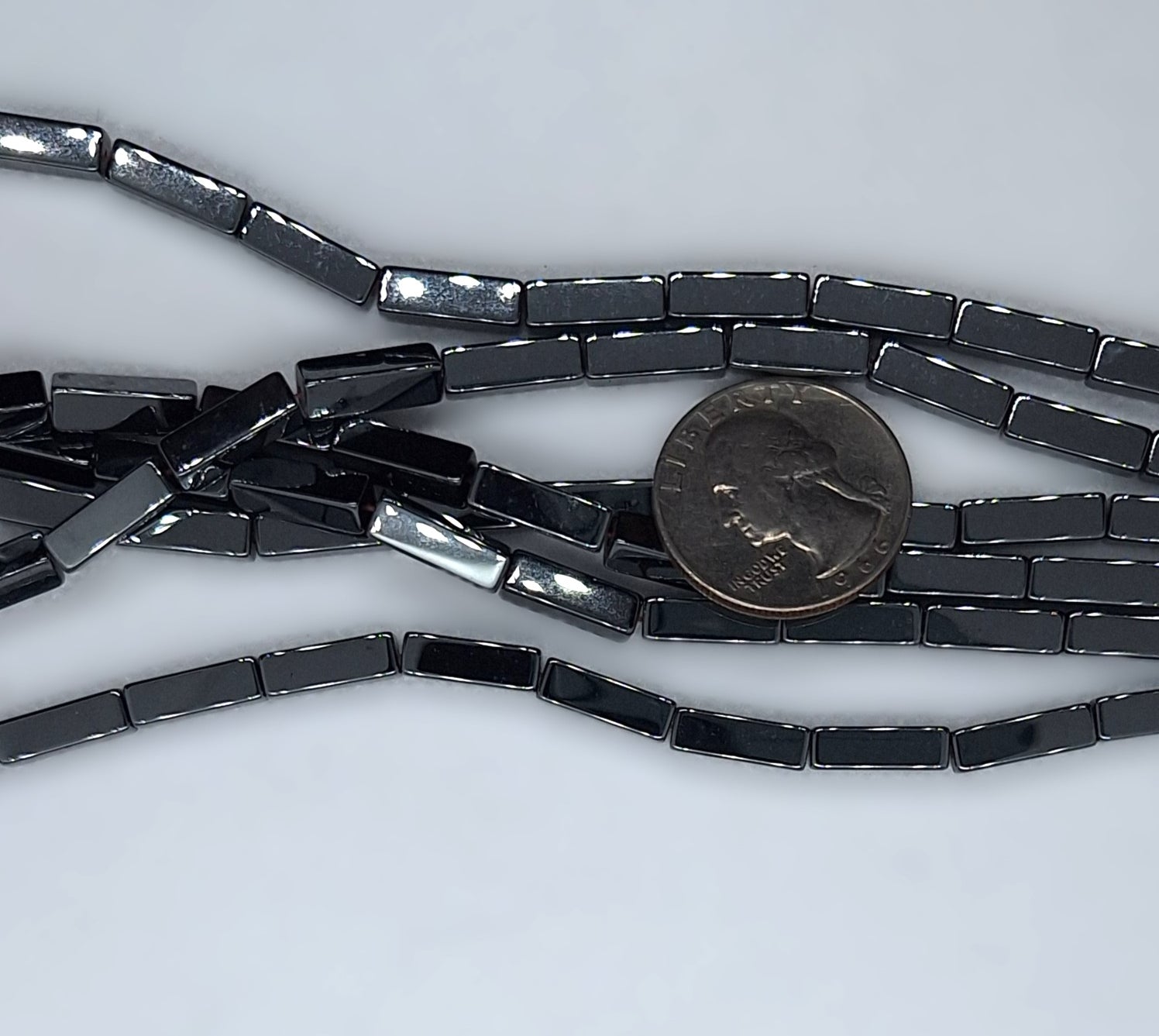 13x4mm Hematite Square Cylinder Gemstone Beads 16-Inch Strand