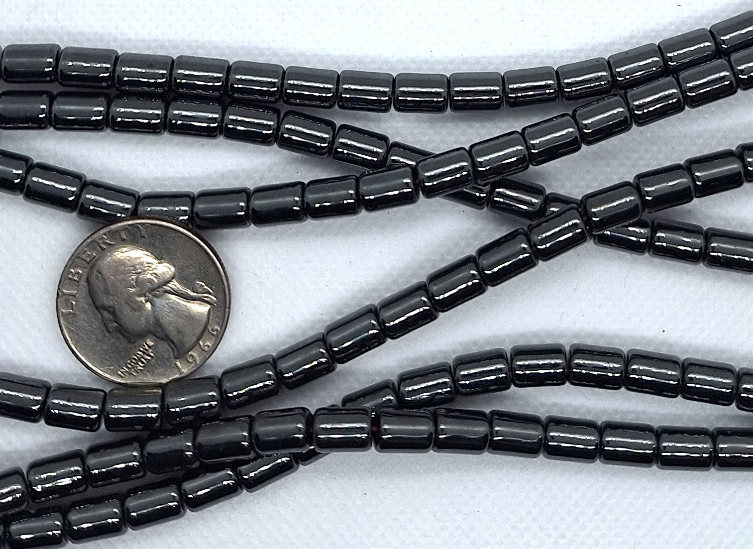 8x6mm Hematite Barrel Tube Gemstone Beads 16-Inch Strand