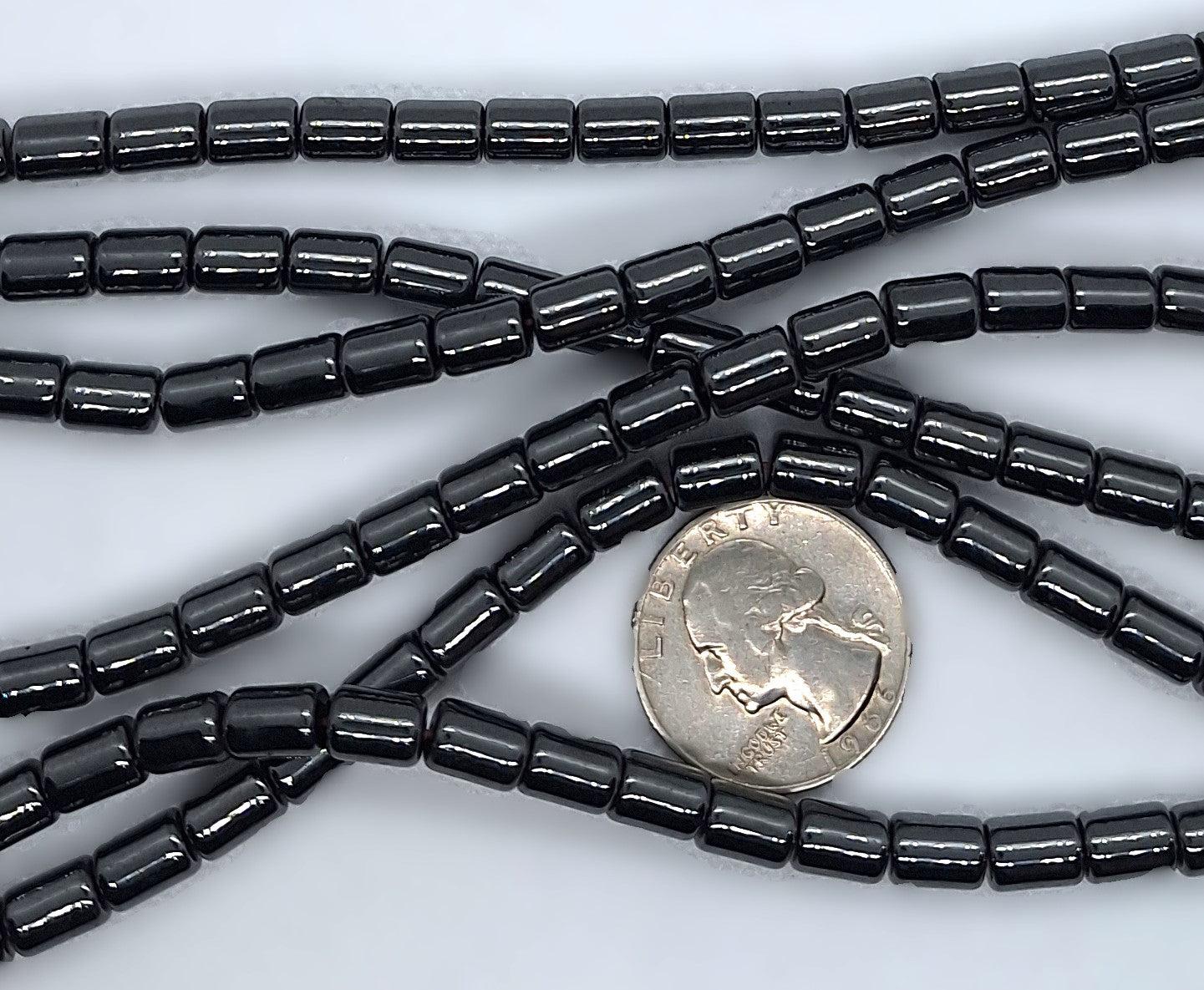 8x6mm Hematite Barrel Tube Gemstone Beads 16-Inch Strand
