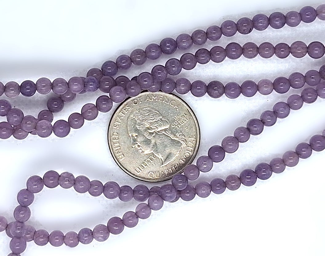 4mm Lavender Quartz Round Gemstone Beads 8-Inch Strand