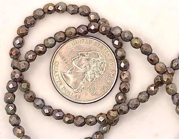 4mm Luster Green Opaque Fire-Polished Faceted Round Beads 50ct