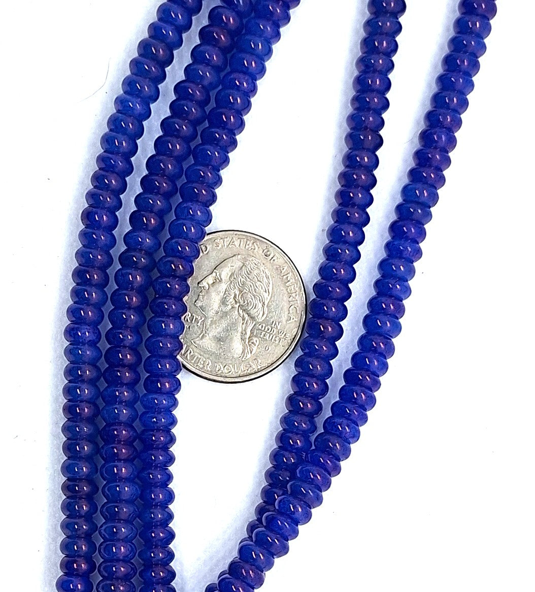 6x3mm Blue Onyx Dyed Rondelle Gemstone Beads 8-Inch Strand