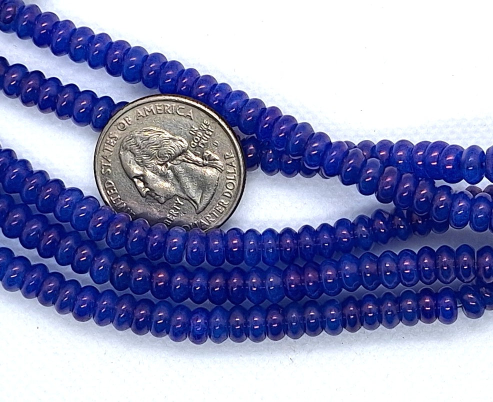 6x3mm Blue Onyx Dyed Rondelle Gemstone Beads 8-Inch Strand