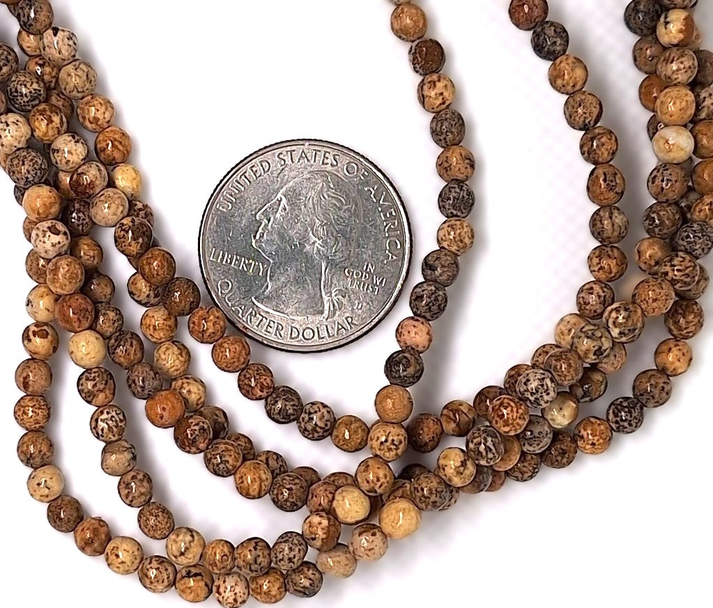 4mm Picture Jasper Round Gemstone Beads 16-inch Strand