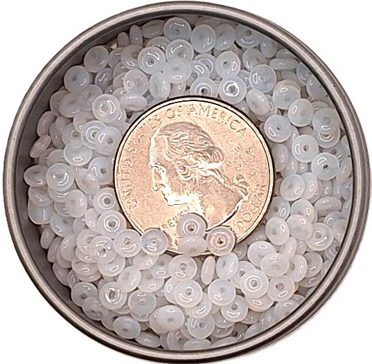 4mm Milky White Smooth Pressed Glass Rondelle Beads 100ct