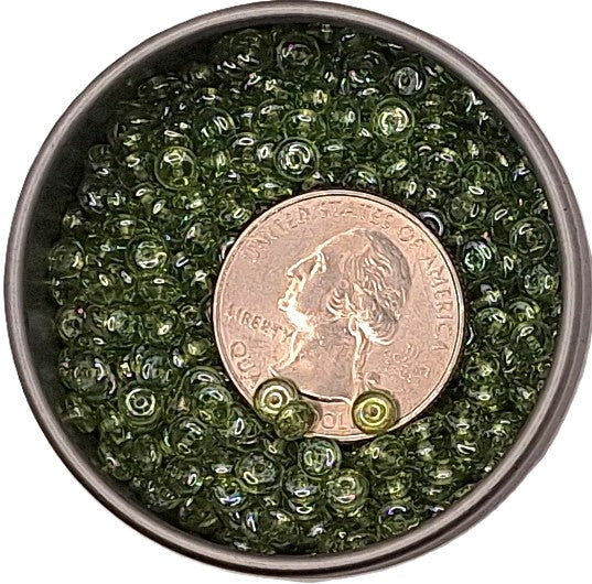 4mm Olivine Shimmer Smooth Pressed Glass Rondelle Beads 100ct