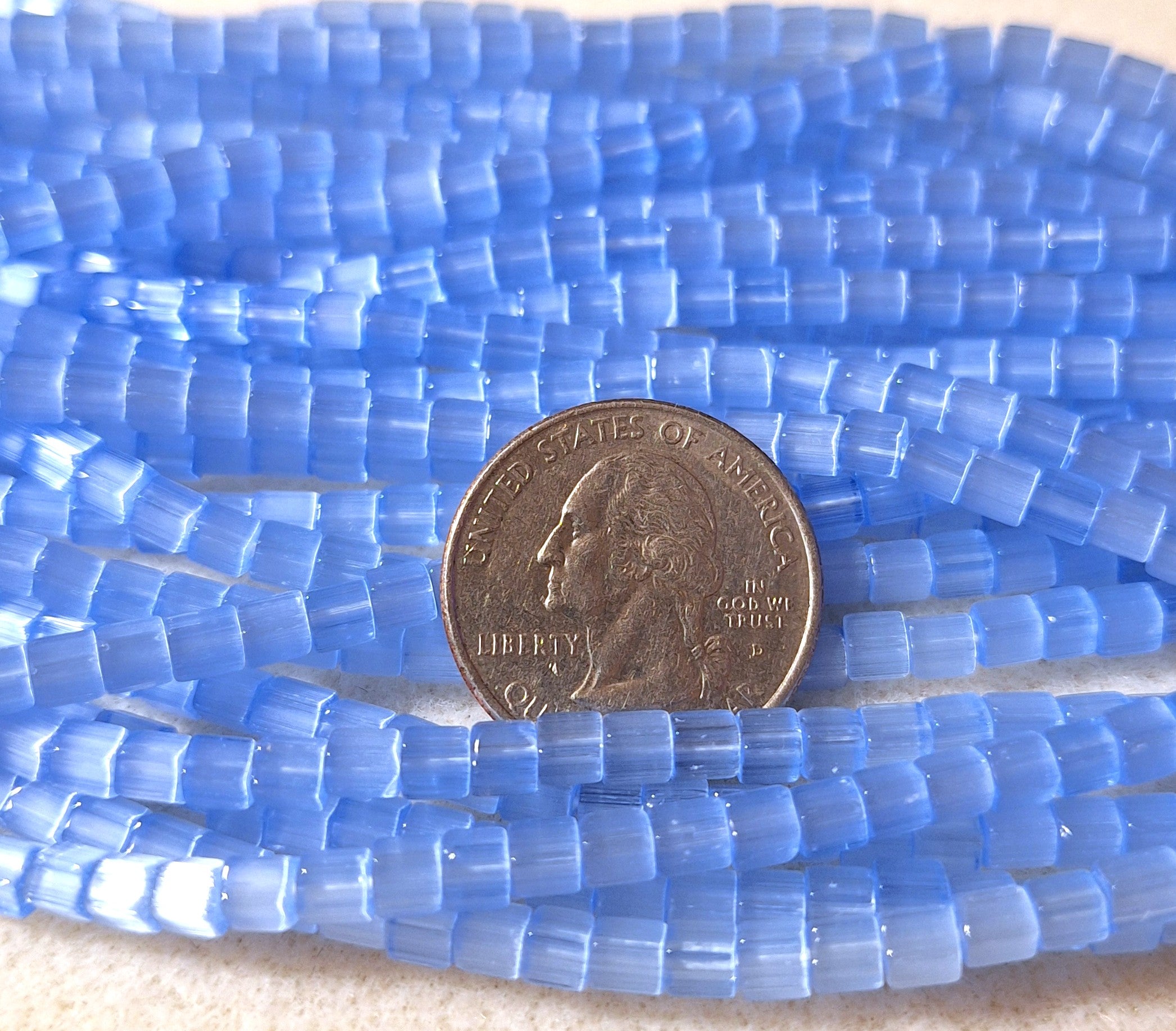 4mm Blue Satin Satina Czech Glass Beads 100ct