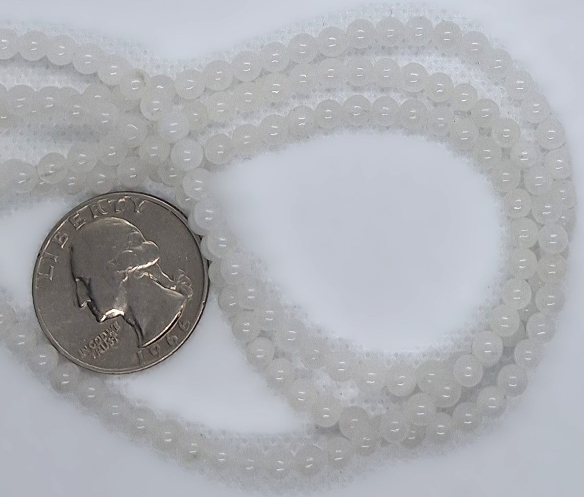 4mm White Quartz Round Gemstone Beads 16-Inch Strand