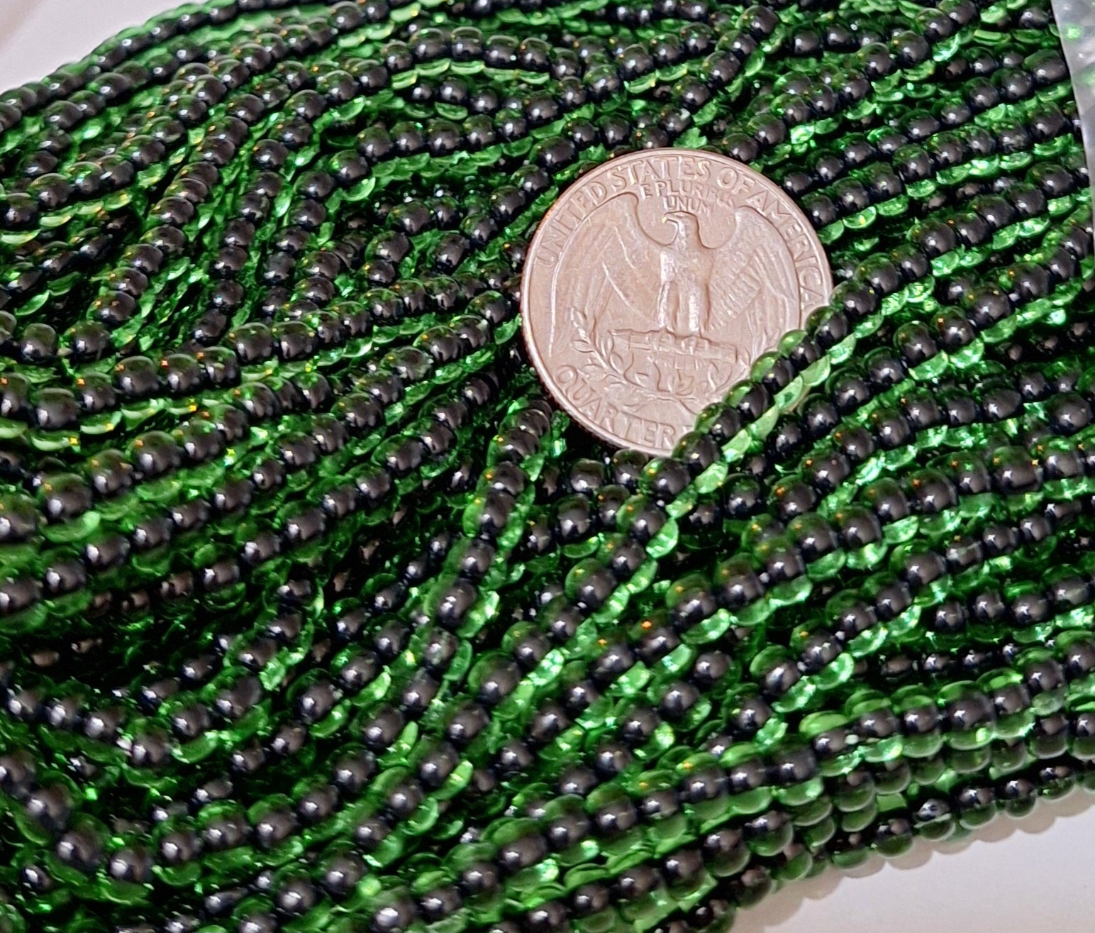 6/0 Light Green Black-Lined Seed Beads 4 Strands