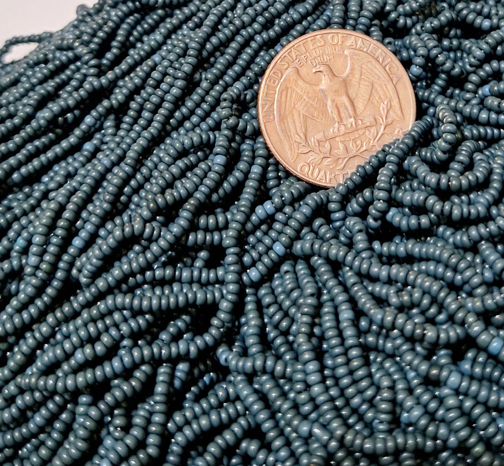 11/0 Olive Green Opaque Czech Seed Beads Full Hank