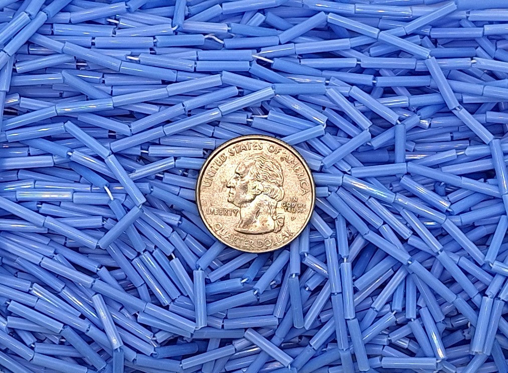 Light Blue Opaque Size 5 Bugle Beads Full Hank