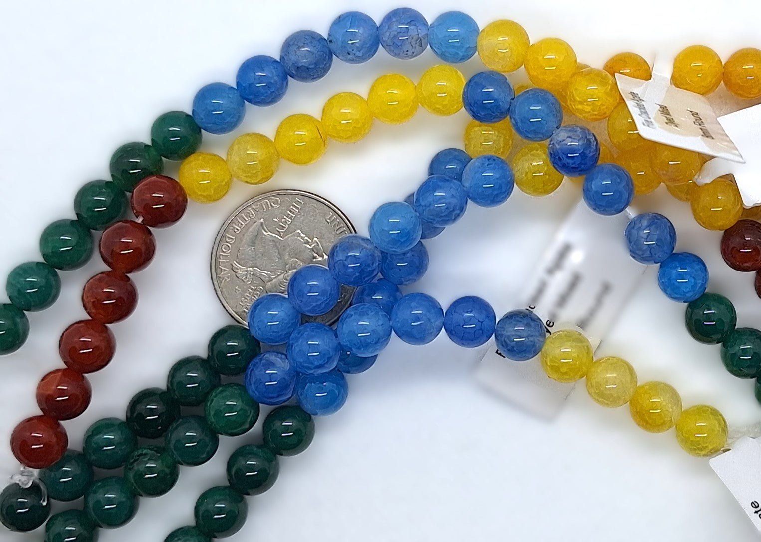 8mm Crackle Agate Mixed Dyed Round Gemstone Beads 8-Inch Strand
