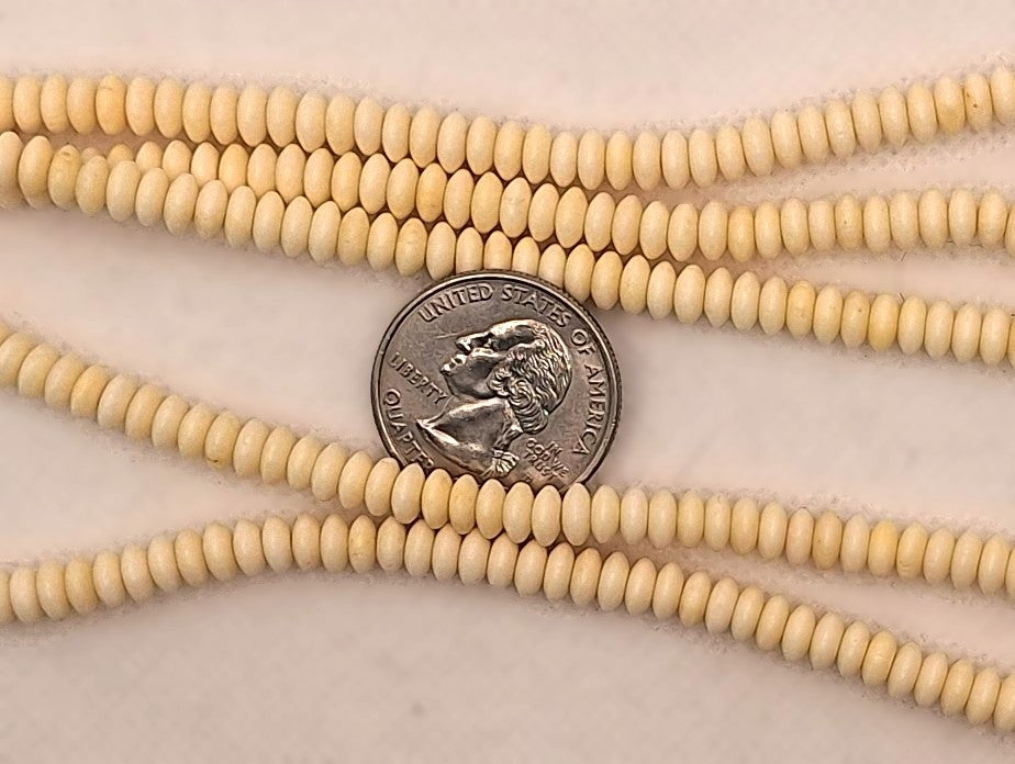 6x2mm Buffalo Bone Saucer Rondelle Gemstone Beads 8-Inch Strand