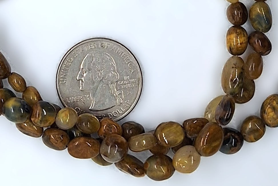 8x6mm Pietersite Pebble Nugget Gemstone Beads 8-Inch Strand