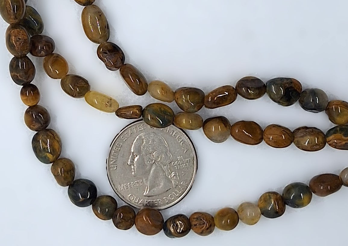 8x6mm Pietersite Pebble Nugget Gemstone Beads 8-Inch Strand