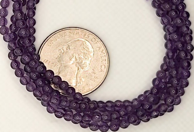 3mm Amethyst Round Gemstone Beads 8-inch Strand