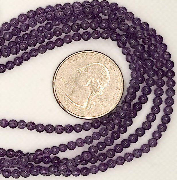 3mm Amethyst Round Gemstone Beads 8-inch Strand