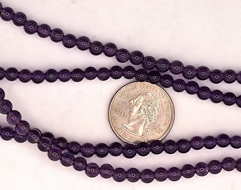 5mm Amethyst Grade AA Round Gemstone Beads 8-Inch Strand