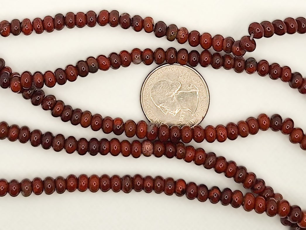 6x4mm Brecciated Jasper Smooth Rondelle Gemstone Beads 8-inch Strand