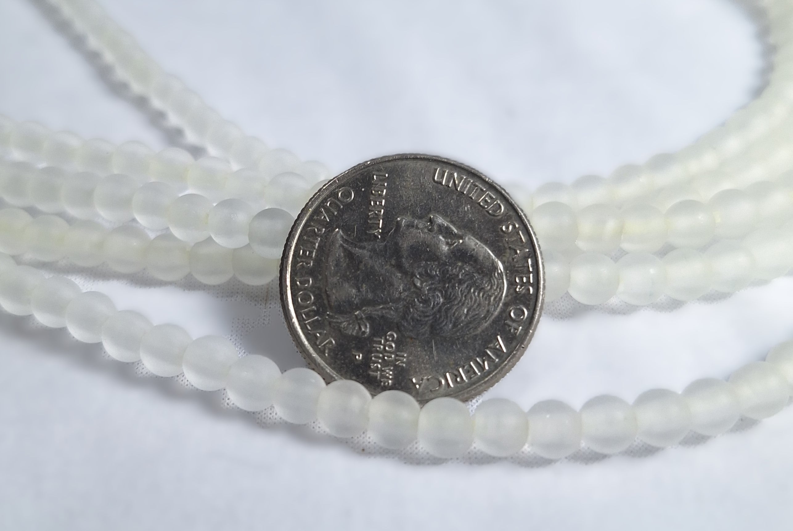 5mm Frosted Crystal Quartz Round Gemstone Beads 16-Inch Strand