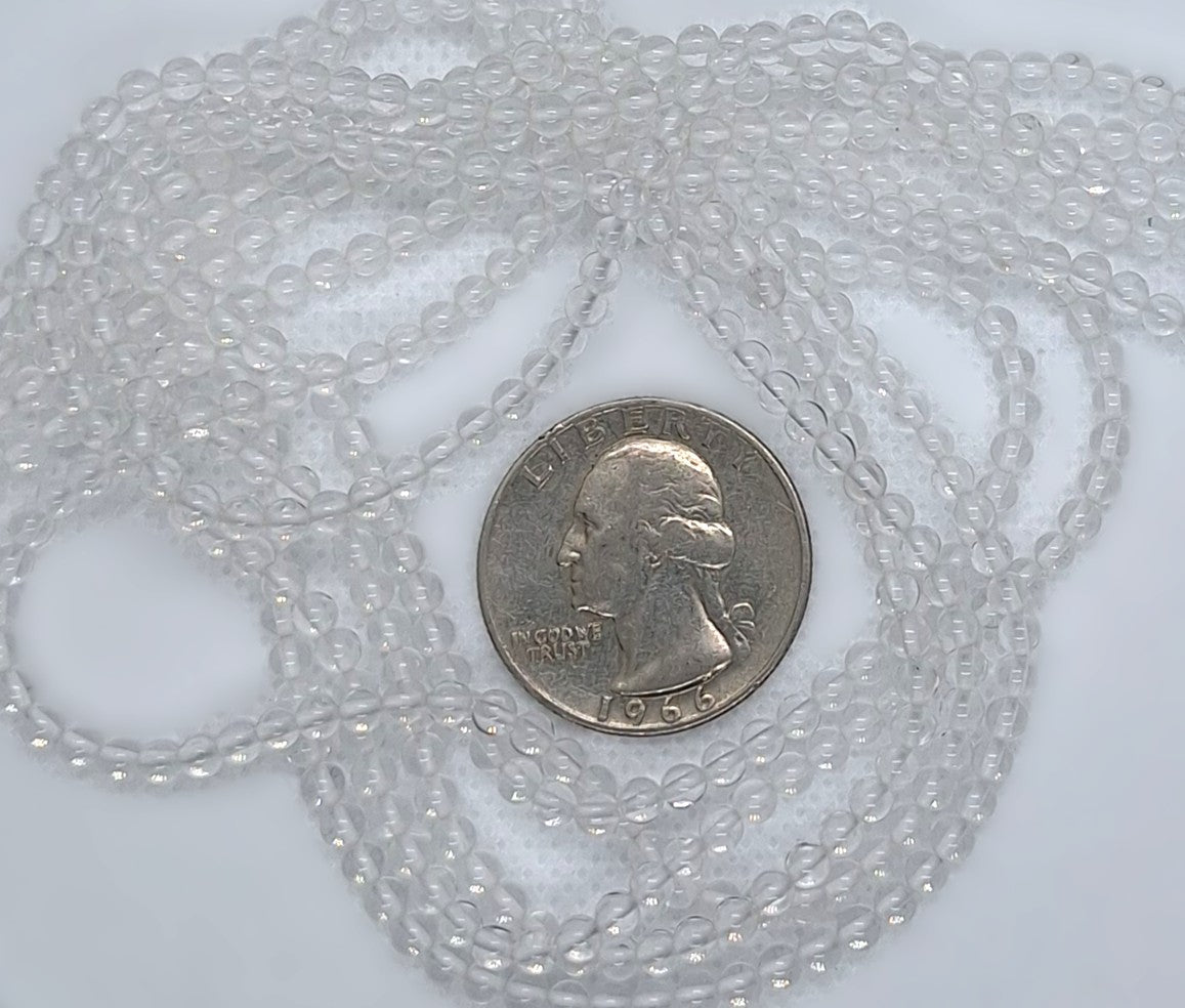 3mm Crystal Quartz Round Gemstone Beads 16-Inch Strand
