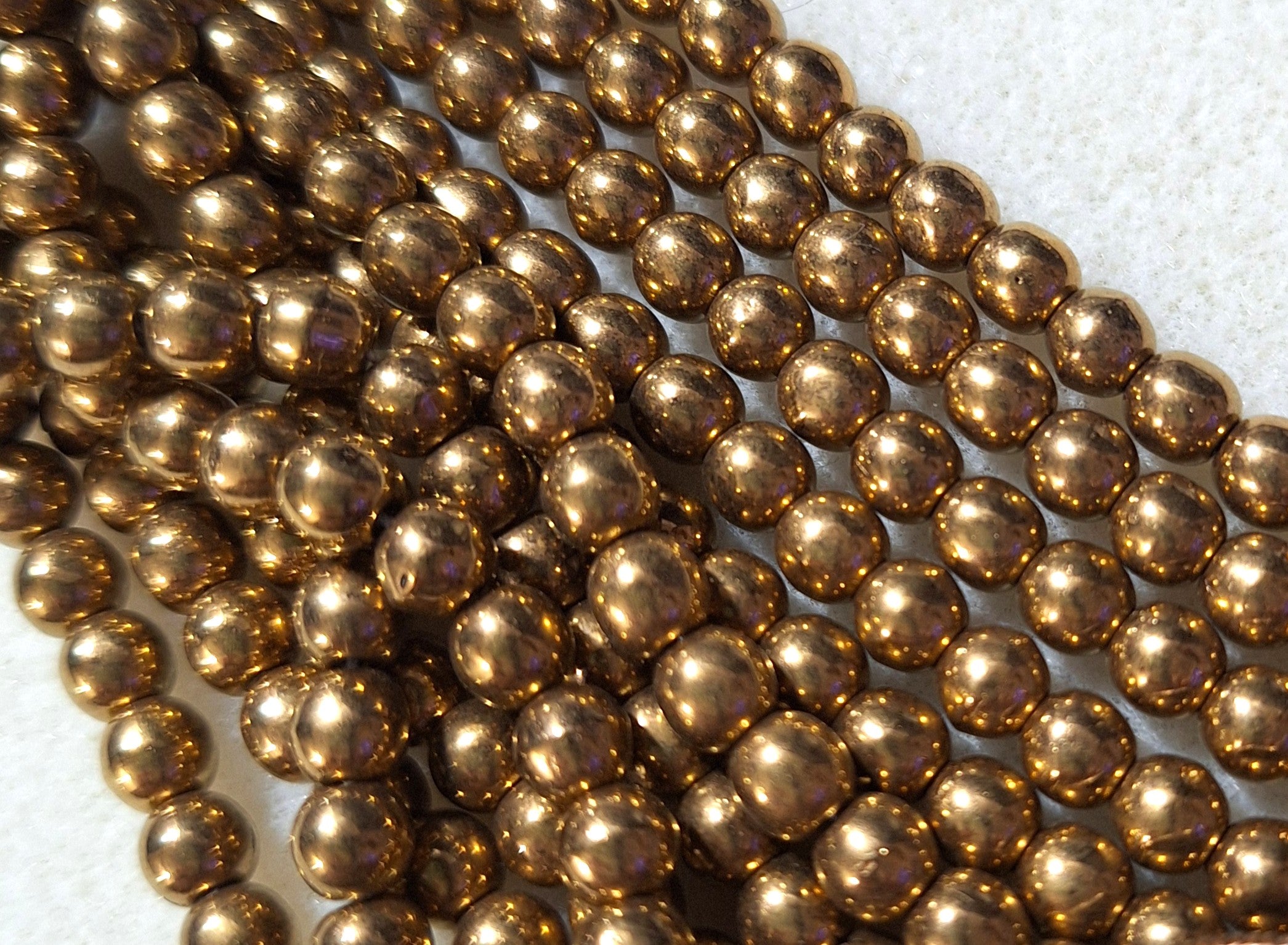 5mm Bronze Metallic Smooth Round Druk Glass Beads 50ct