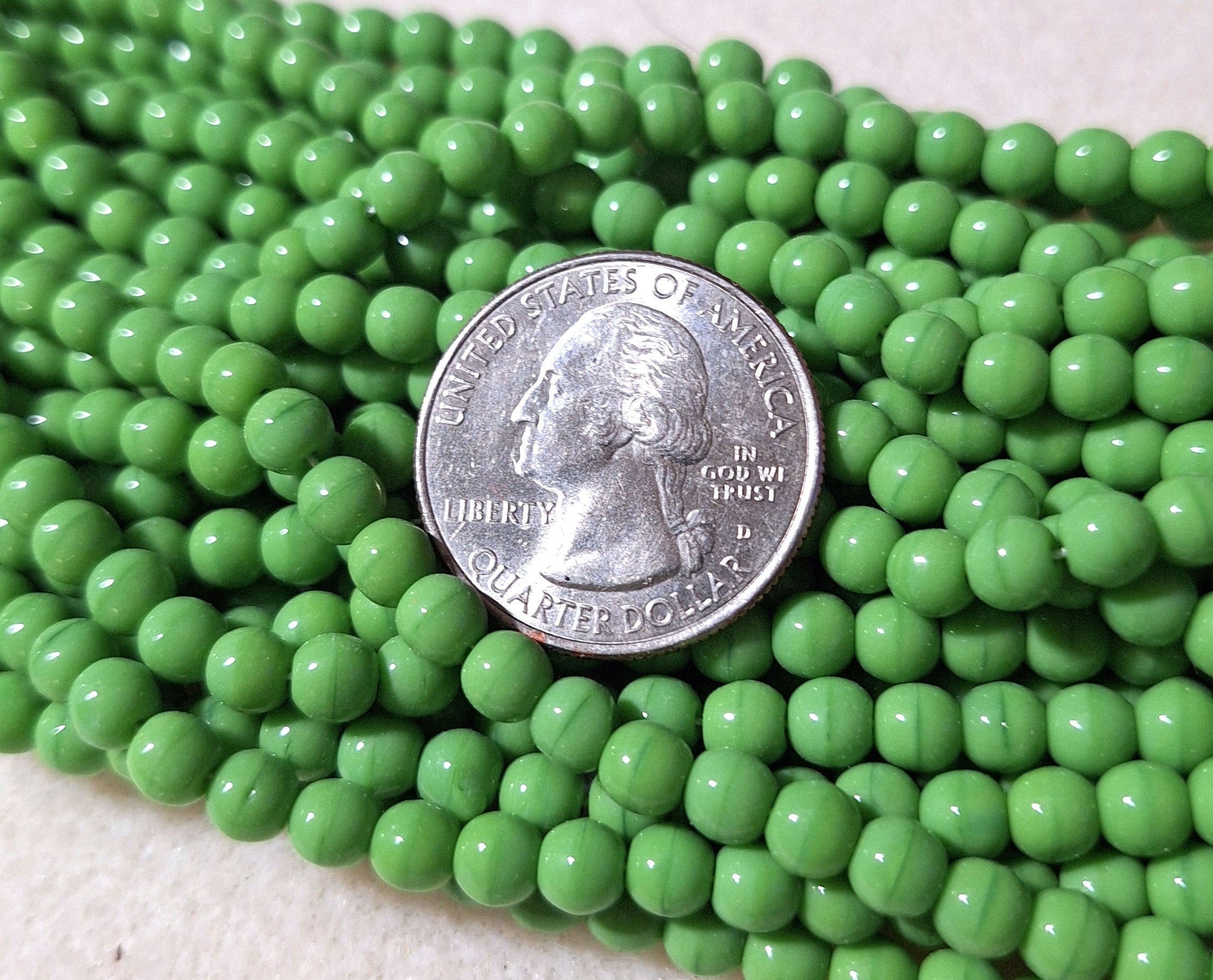 5mm Green Opaque Smooth Round Druk Glass Beads 50ct
