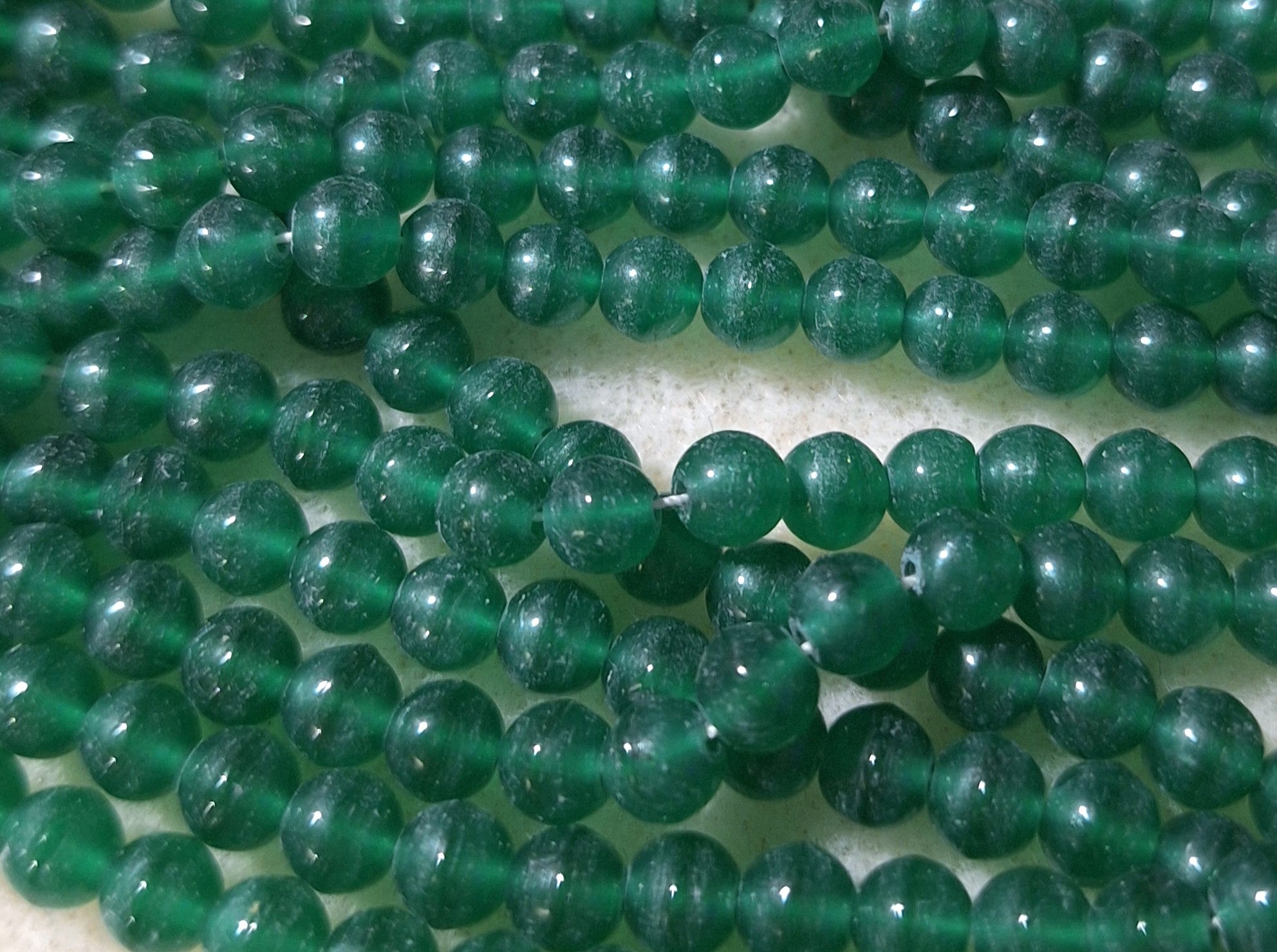 5mm Jade Green Transparent Smooth Round Druk Glass Beads 50ct