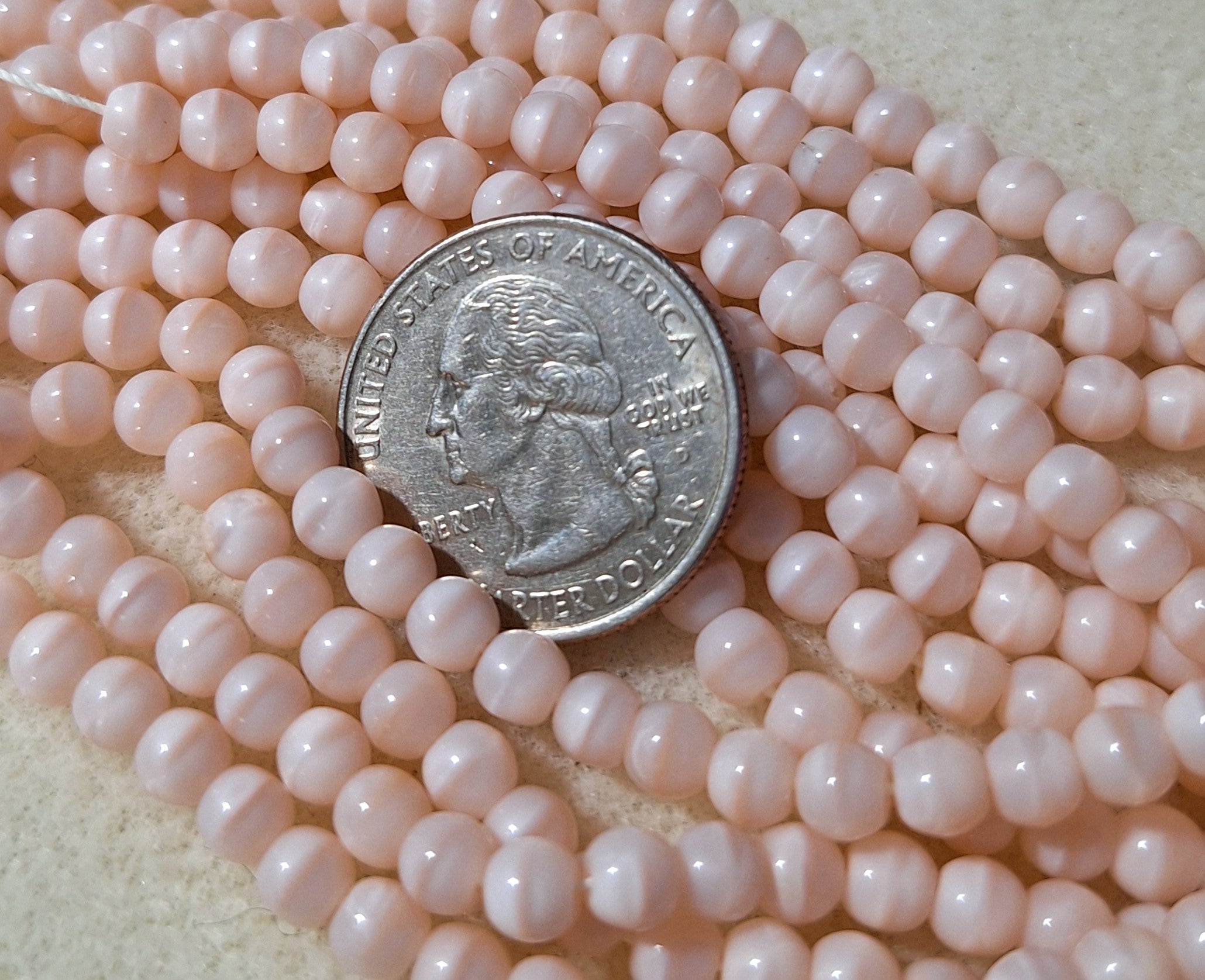 5mm Rosaline Silk Smooth Round Druk Glass Beads 50ct