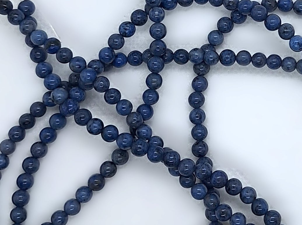 4mm Dumortierite Round Gemstone Beads 16-Inch Strand