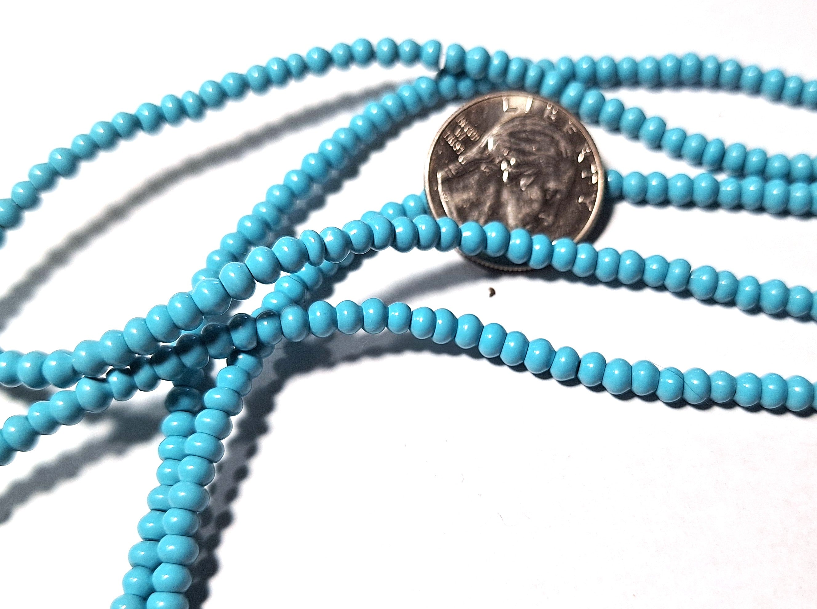 4x3mm Turquoise Blue Dyed Howlite Smooth Button Rondelle Gemstone Beads 16-Inch Strand