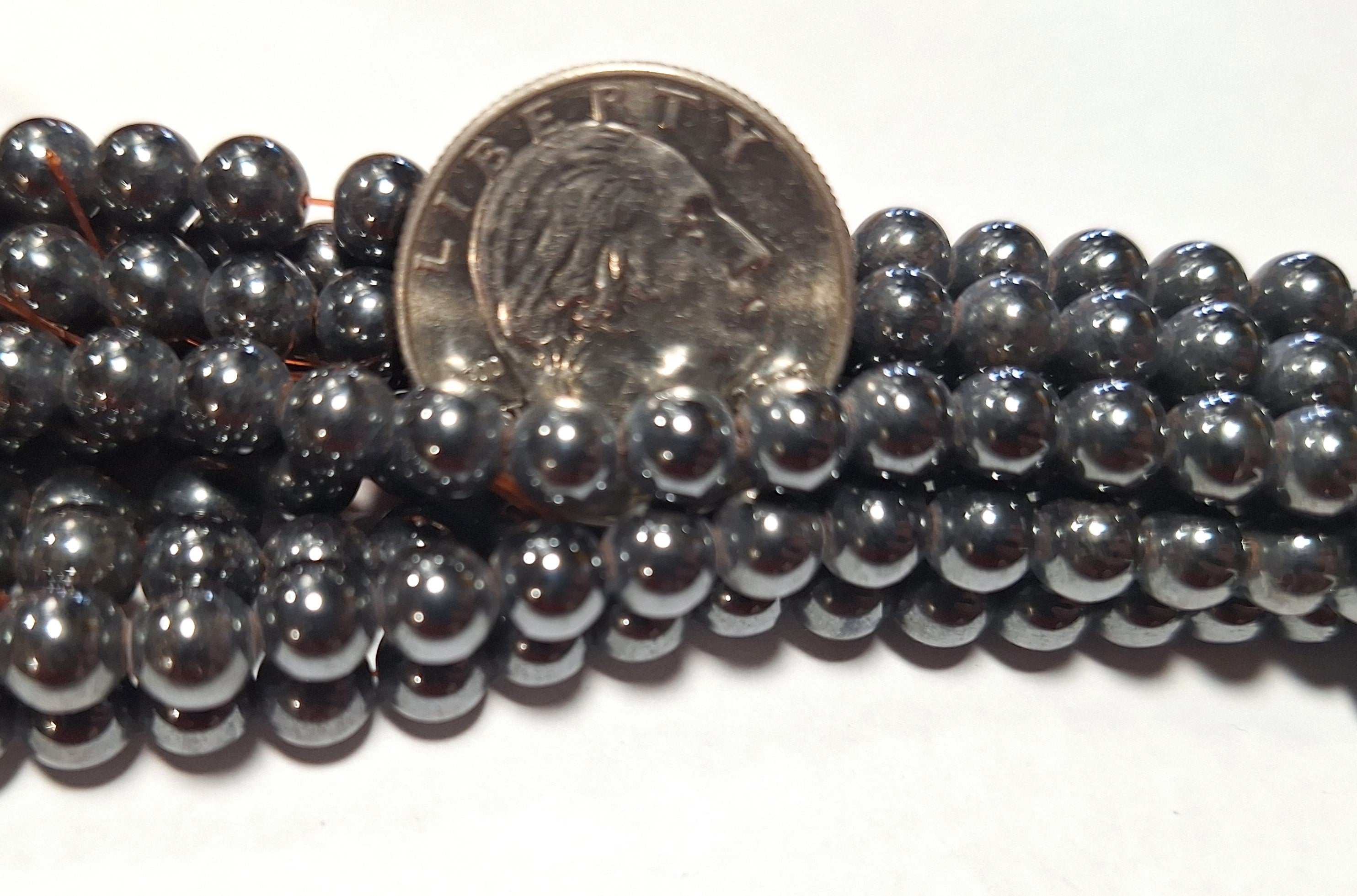 6mm Hematite Magnetic Gemstone Beads 16-Inch Strand