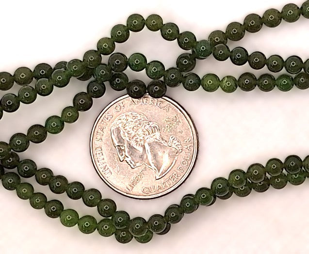 4mm Natural Jade Round Gemstone Beads 8-Inch Strand