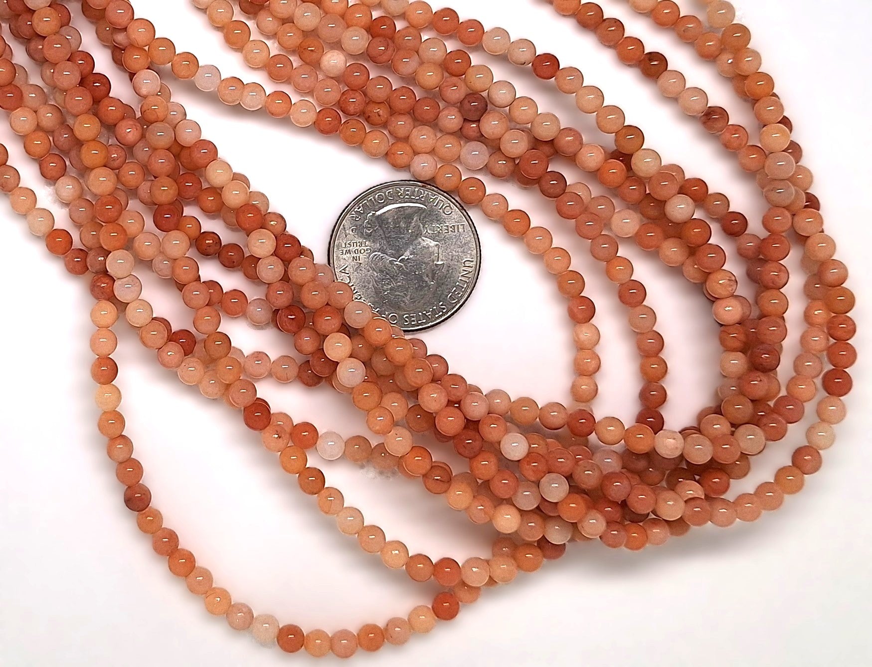 4mm Pink Aventurine Smooth Round Gemstone Beads 16-inch Strand