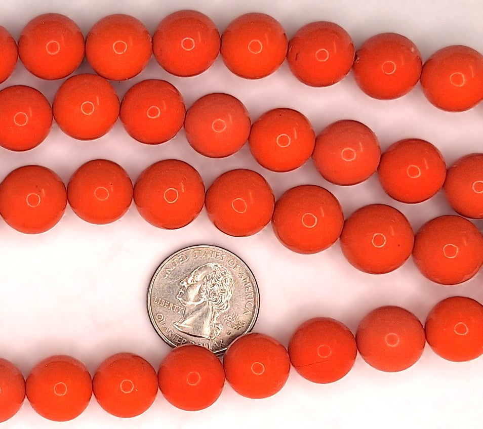 14mm Pink Coral Imitation Round Beads 8-inch Strand