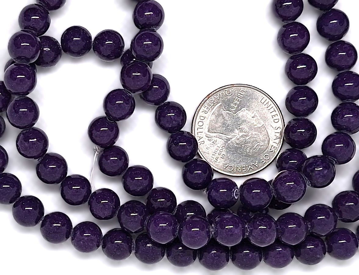 8mm Purple Dyed Jade Round Gemstone Beads 16-inch Strand