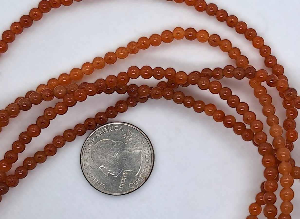 4mm Red Aventurine Round Gemstone Beads 16-Inch Strand