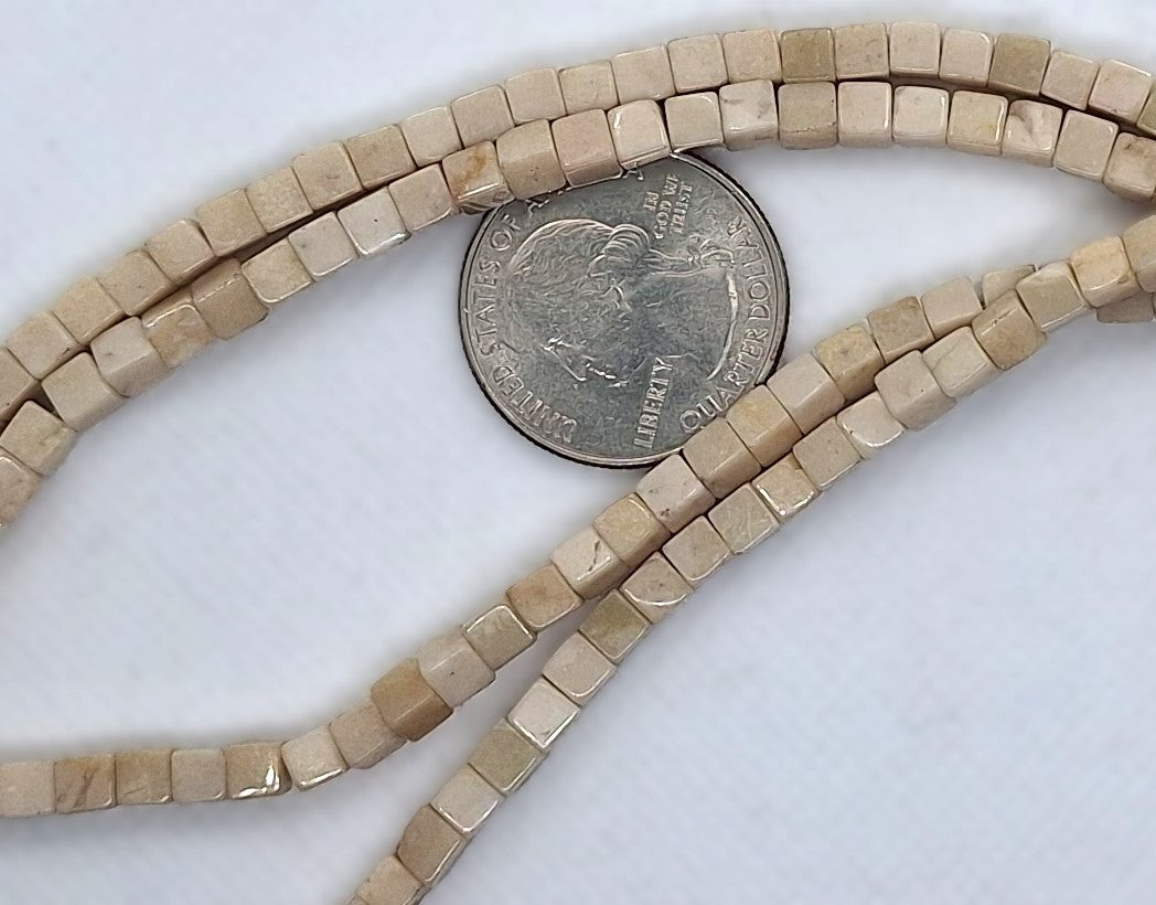 4mm River Stone Cube Gemstone Beads 16-Inch Strand