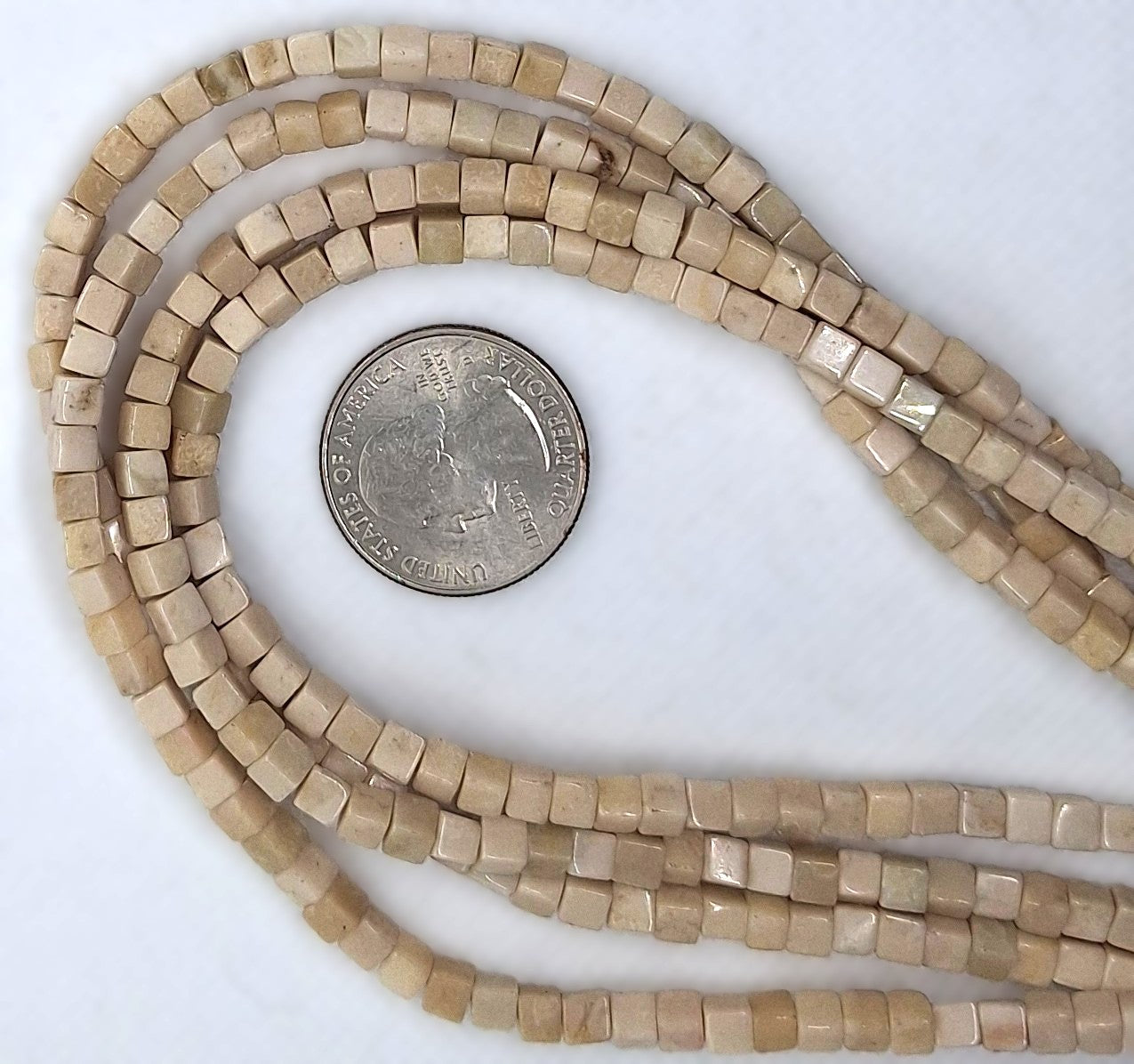 4mm River Stone Cube Gemstone Beads 16-Inch Strand
