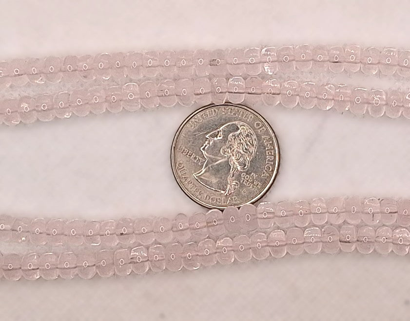 6x3mm Rose Quartz Pale Smooth Rondelle Gemstone Beads 8-Inch Strand