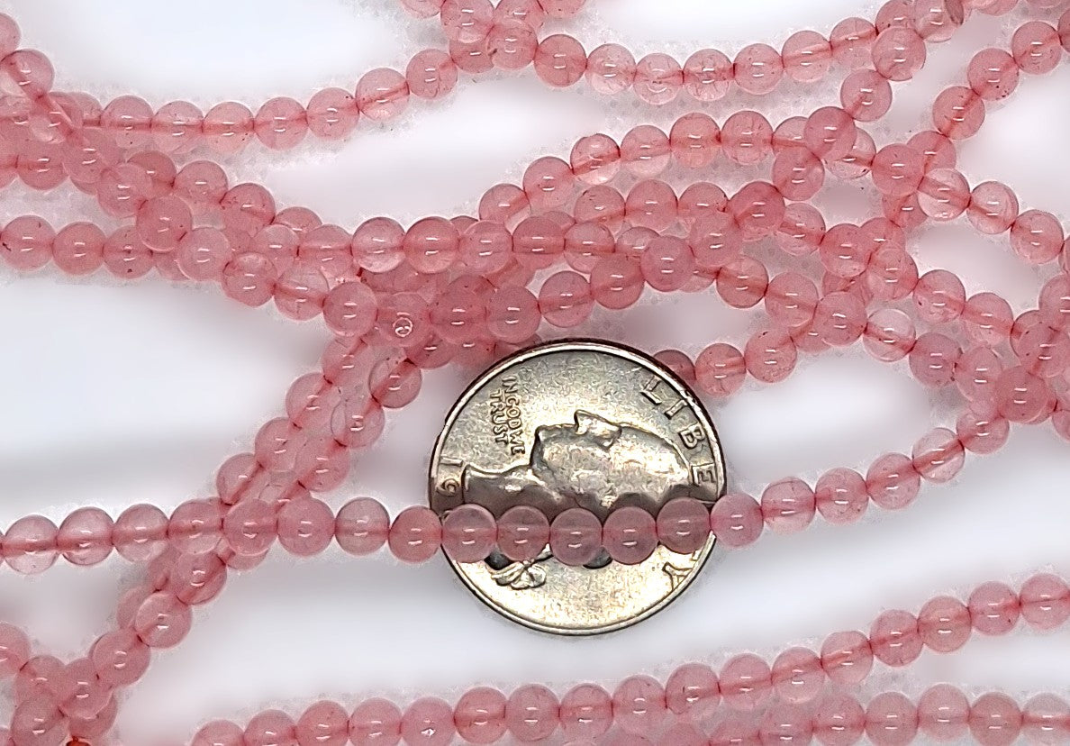 4mm Rose Quartz AA Round Gemstone Beads 16-Inch Strand