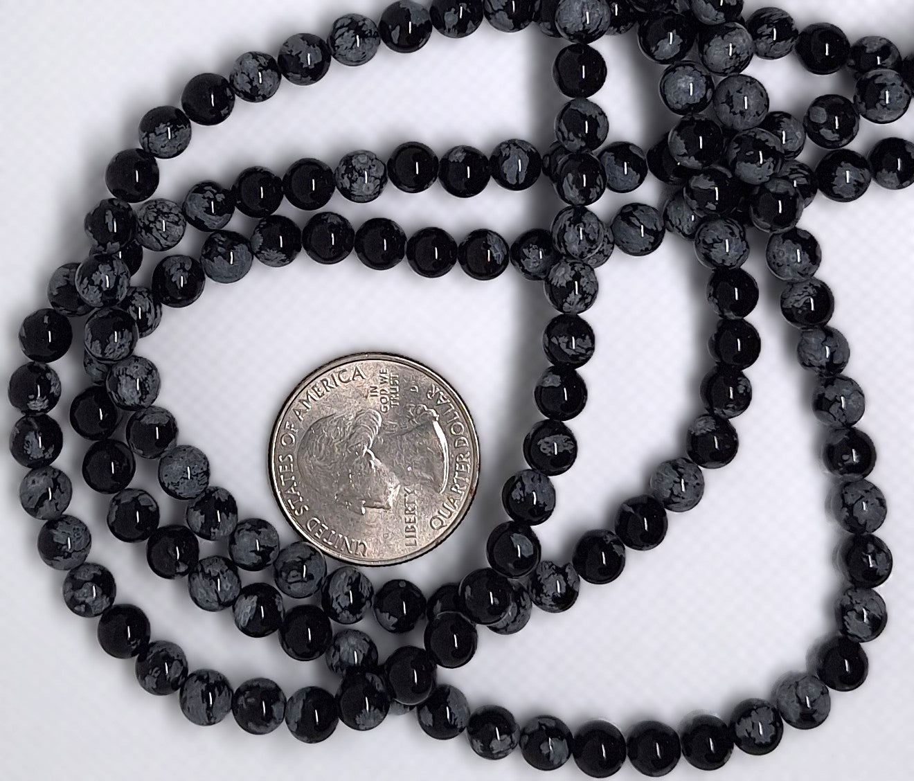 6mm Snowflake Obsidian Round Gemstone Beads 16-inch Strand