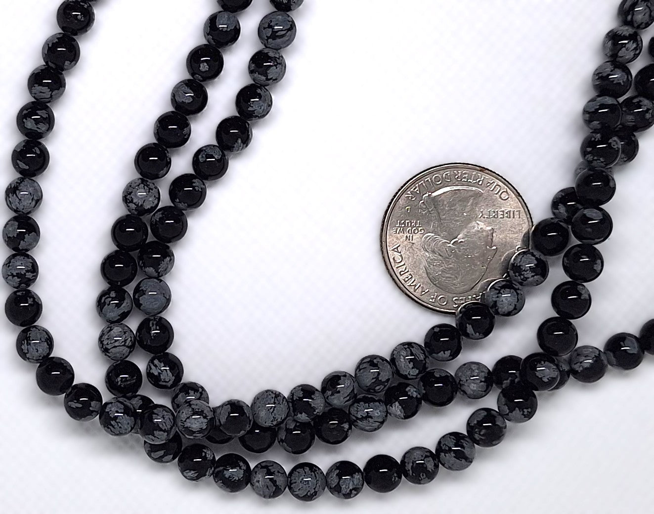 6mm Snowflake Obsidian Round Gemstone Beads 16-inch Strand