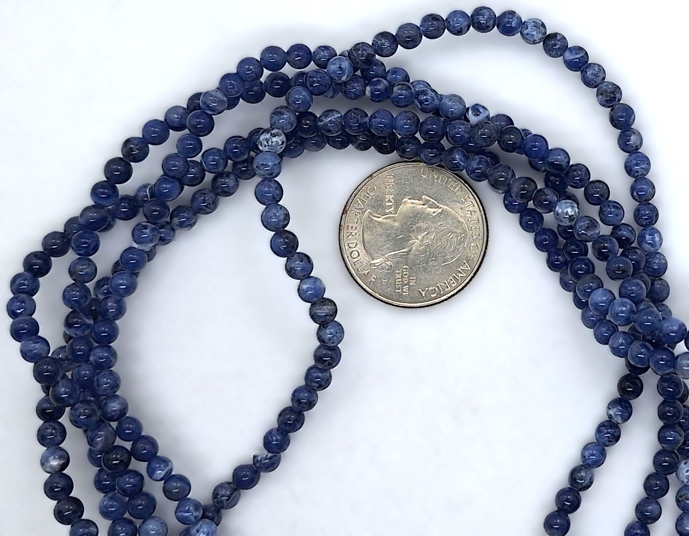 4mm Sodalite Round Gemstone Beads 16-Inch Strand