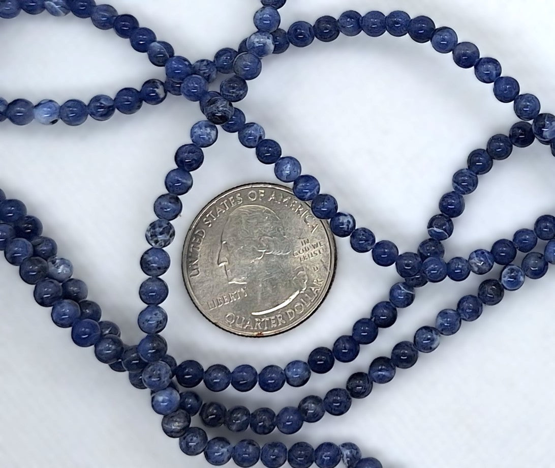 4mm Sodalite Round Gemstone Beads 16-Inch Strand