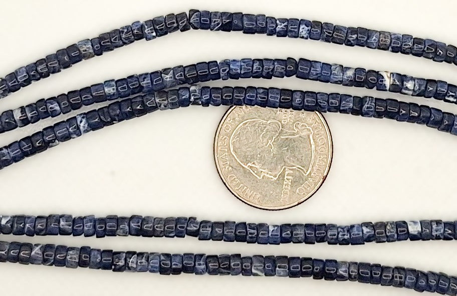 4x2mm Sodalite Heishi Gemstone Beads 8-inch Strand