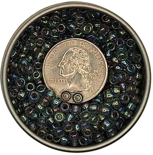 6/0 Black Diamond Transparent Rainbow Toho Round Seed Beads 25g