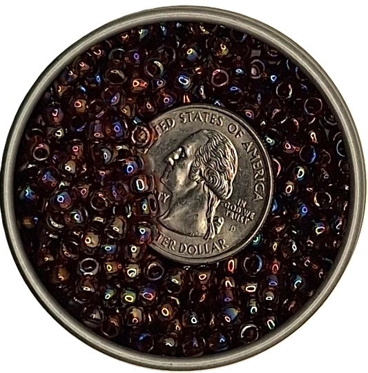 6/0 Smoky Topaz Transparent Rainbow Toho Round Seed Beads 25g