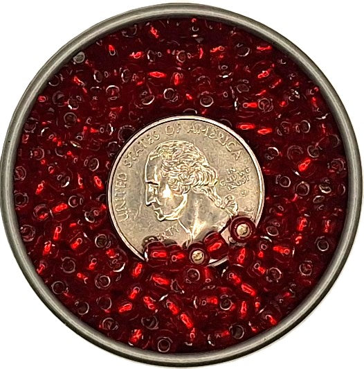 6/0 Ruby Transparent Silver-Lined Toho Round Seed Beads 25g