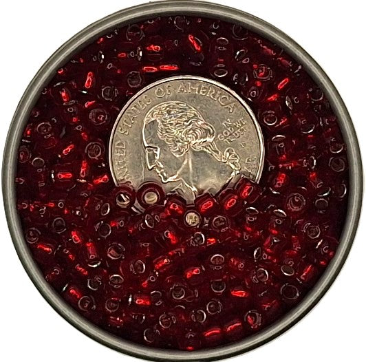 6/0 Garnet Transparent Silver-Lined Toho Round Seed Beads 25g